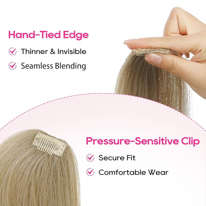 REECHO Clip in Hair Volumizer, Short Thick Clip in Hairpieces Adding Extra Hair Volume Extensions for Women with Thin Fine (Medium Blonde with Highlights, 8 Inch(Pack of 2))