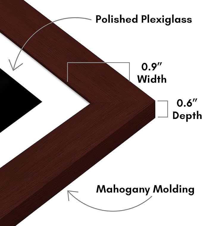 Americanflat 5x7 Picture Frame with Polished Plexiglass - Set of 5 - Use as 4x6 Frame with Mat or Display 5x7 Photo Without Mat - Galleria Collection - Picture Frames for Tabletop and Wall - Mahogany