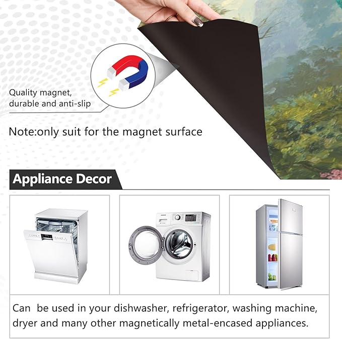 Peacock Flowers Garden Green Dishwasher Magnet Cover Front Door Magnetic Dishwasher Cover Decorative Refrigerator Magnet Covers Fridge Panel Decal for Kitchen Home, 23" x 26"