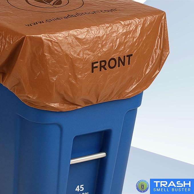 Trash Can Cover Odor Eliminating Bag with Elastic Band Lemon Scented Durable Chemical Free 45 Gallon 3 Pack