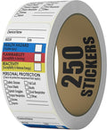 Performore SDS Stickers, 1.5x2.5 Inch Roll of 250, Right to Know Stickers - Chemical Identifying and Marking, Highly Visible and Durable Self Adhesive
