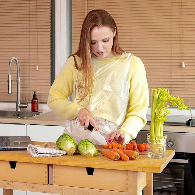 200Pcs Disposable Aprons for Adults, Plastic Aprons for Cooking, Waterproof Apron for Adults Painting Housework Picnic Party Etc
