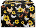 Rooster Sunflower Print 2 Slice Toaster Covers Dust Protection Bread Maker Covers Toaster Cloth Cover Washable Kitchen Accessories