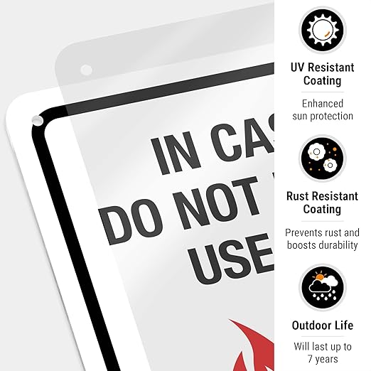 in Case of Fire Do Not Use Elevator Use The Stairs Bilingual Sign, Fire Safety Sign, 10x14 Inches, Rust Free .040 Aluminum, Fade Resistant, Indoor/Outdoor Use, Made in USA