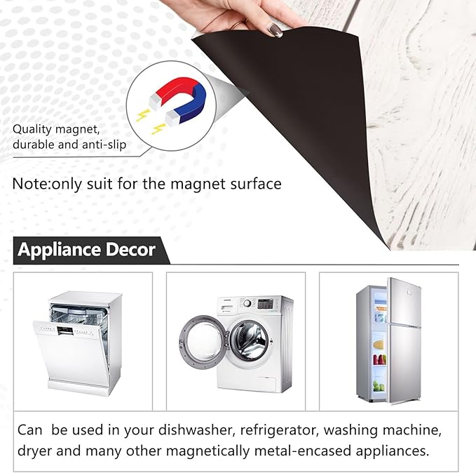 Dishwasher Magnet Cover, White Wood Magnet Sticker Fridge Panel Decal for Home Kitchen Decor, 23x26 in