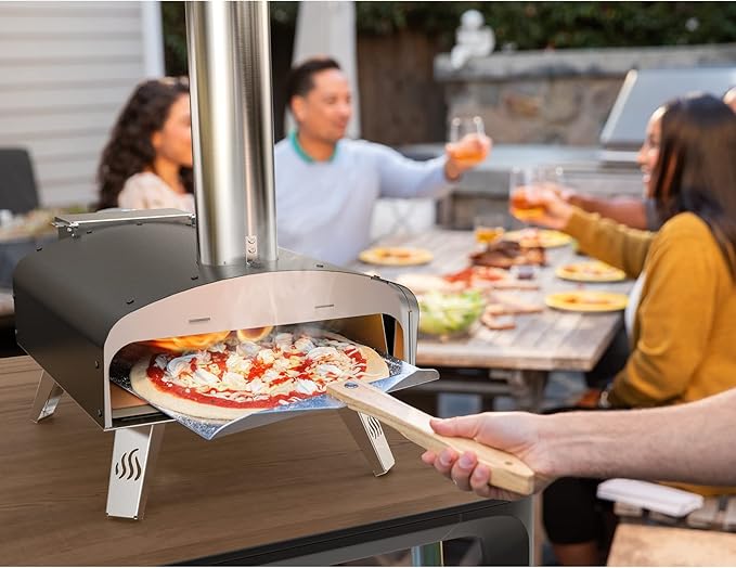 Mimiuo Outdoor Pizza Oven Wood Pellet 12" Pizza Ovens with Pizza Stone and Pizza Peel, Portable Wood-Fired Pizza Oven Pizza Stove for Backyard and Outside (Classic W-Oven Series)