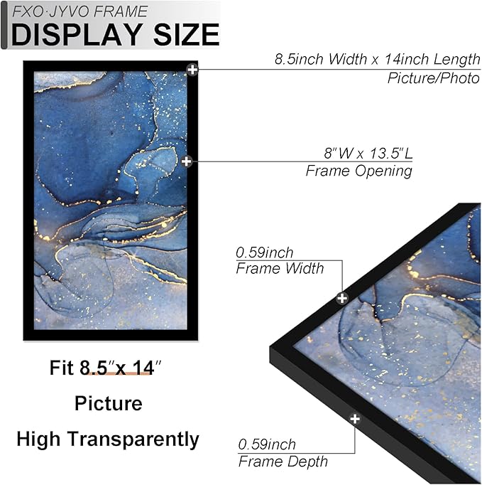 8.5 x 14 Picture Frame Set of 3, Black Frame for 8.5x14 Inch Picture Poster Photo, Light Weight and High Transparent 8.5 by 14 Frame for Wall - 3 Pack/Black/8.5"x14"