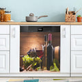 Dishwasher Magnet Cover Red Wine Grapes Wooden Magnetic Refrigerator Sticker Decorative Front Door Vinyl Panel Cabinet Decal Fridge Appliance