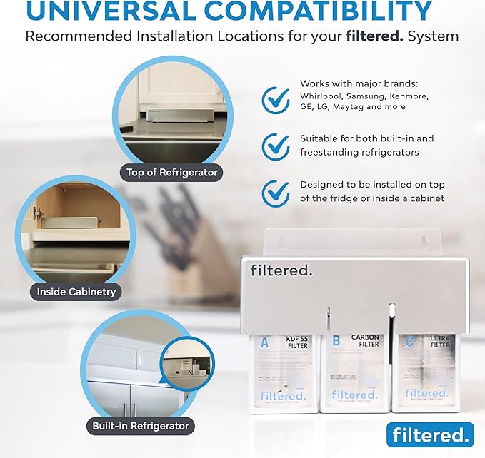 Inline Water Filter for Refrigerators & Ice Makers – Universal Refrigerator Water Filter Kit, 5-Min Easy Install, High-Capacity Filtration for Clean Water & Ice