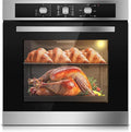 24 Inch Single Wall Oven 2.8 Cu.Ft 3220W, Electric Oven with Mechanical Knob Control, 9 Functions, 360° Rotisserie,Triple Glass Door & Enamel Cavity for restaurant, hotel, and home