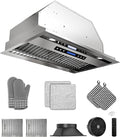 30 inch Stainless Steel Insert Range Hood - 900 CFM, Ultra-Quiet 4-Speed Vent, Touch/Remote Control, LED Lights, Ducted/Ductless Convertible