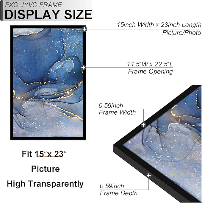15x23 Picture Frame Set of 6, Black Frame for 15 x 23 Inch Picture Poster Photo, Light Weight and High Transparent 15 by 23 Frame for Wall - 6 Pack/Black/15 x23