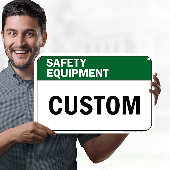 Custom Safety Equipment Sign, Ansi Sign, Osha Compliant, 12x18 Inches, 55 mil thick HDPE (high density polyethylene), Made in USA by My Sign Center