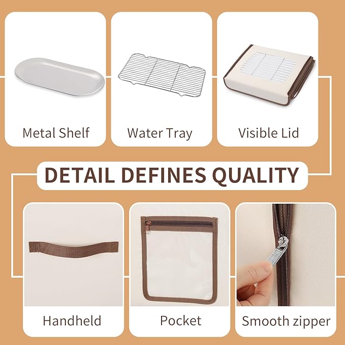 Folding Bread Proofing Box, Dough Proofer with 68-131℉ Temp Control & 99H Timer, Proofing Box for Sourdough, Bread, Yogurt, Kombucha, Space-Saving & 6-Layer Fabric