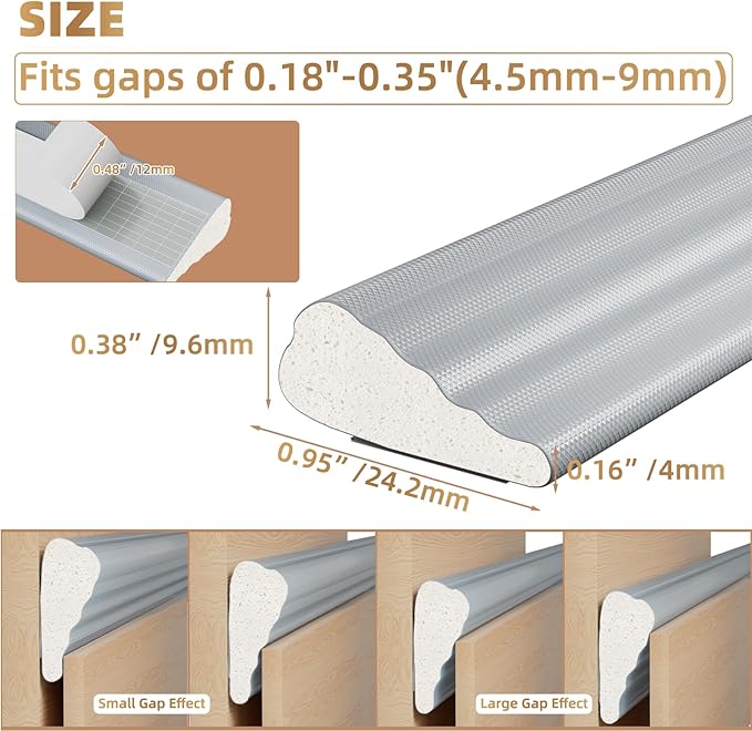 118” Wedge-Shape Foam Window Weather Stripping Door Seal Strip,Soundproofing Frame Insulation Tape for Exterior Front Door,Noise Cancelling Window Inserts,Door Gap Filler Light Blocker,Gray