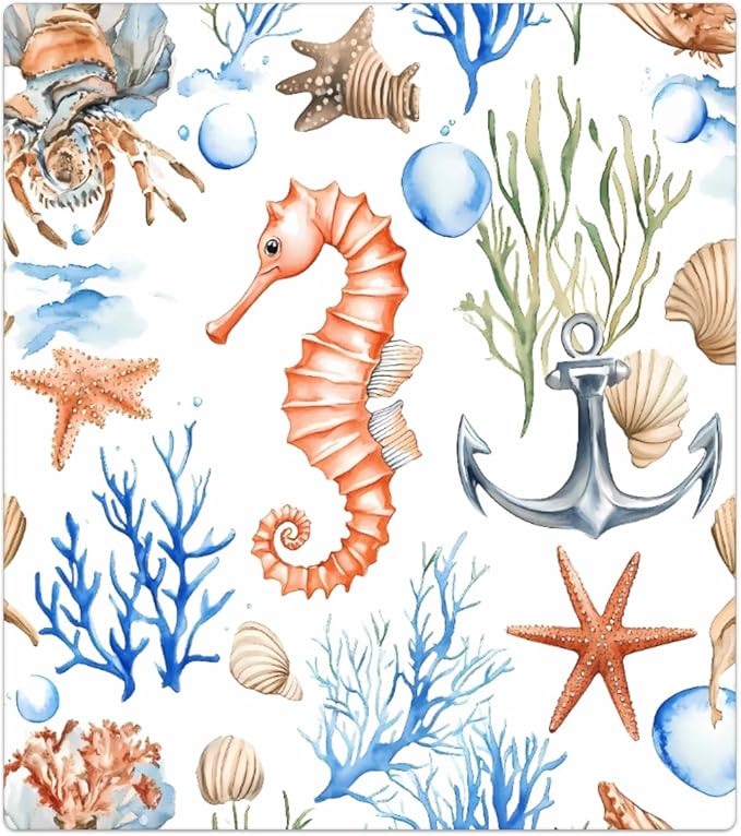 Dishwasher Magnet Cover Sea Ocean Anchor Seahorse Coral Reusable Dishwasher Magnetic Cover Sticker Decorative Dish Washer Door Cover Panel for Home Kitcen Appliance