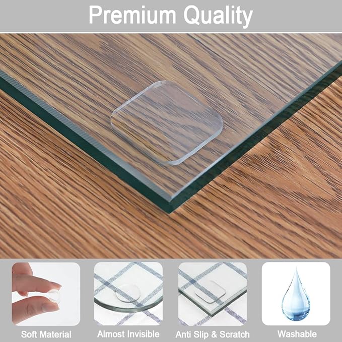 Extremely Soft Glass Table Top Bumper, Anti Slide and Scratch for Glass Table, Transparent Non-Adhesive Rubber Pads for Glass Table Top Spacer. to Avoid The Movement of Glass (Round & Square, 20 PCS)