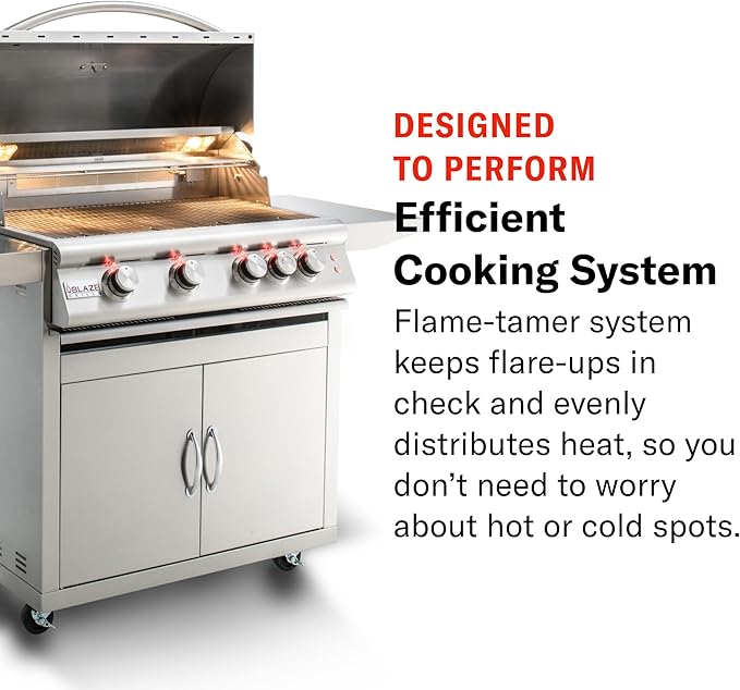 Blaze Gas Grill | 32-inch Built-in Natural Gas Grill | 4 Burner BBQ | Premium Outdoor Kitchen Grilling Experience | Best in Class Warranty | LTE+ | BLZ-4LTE3-NG