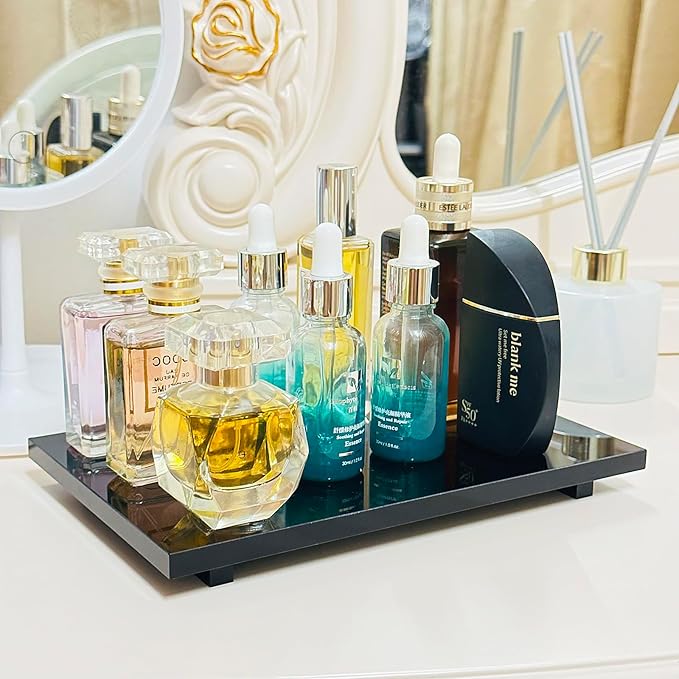 Bigfety Acrylic Soap Tray, Soap Pedestal Stand Sink Tray, Soap Bottle Riser Stand for Kitchen Bathroom, Black, Medium