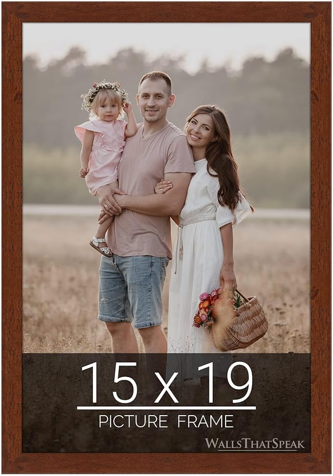 wallsthatspeak 15x19 Dark Walnut Rustic Pine Picture Frame for Puzzles Posters Photos or Artwork
