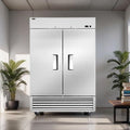 Commercial Refrigerator with Double Solid Doors, 49 cu.ft Stainless Steel Reach-in Merchandiser Upright Freezerless Refrigerator for Restaurant, Bar, Shop, Residential Beverages and Drinks
