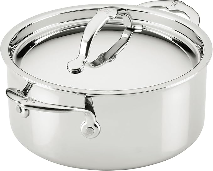 Hestan ProBond Luxe 3-Quart Soup Pot with Lid, Professional Clad Stainless Steel, ProCore Tri-Ply Clad Construction, Polished Exterior, Induction & Oven Safe