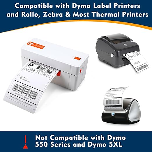 L LIKED 2200 4x6 Thermal Shipping Labels Direct Thermal Printer Labels Compatible with DYMO 4XL Zebra Rollo - White Perforated Strong Adhesive (220/Roll, 10 Rolls)