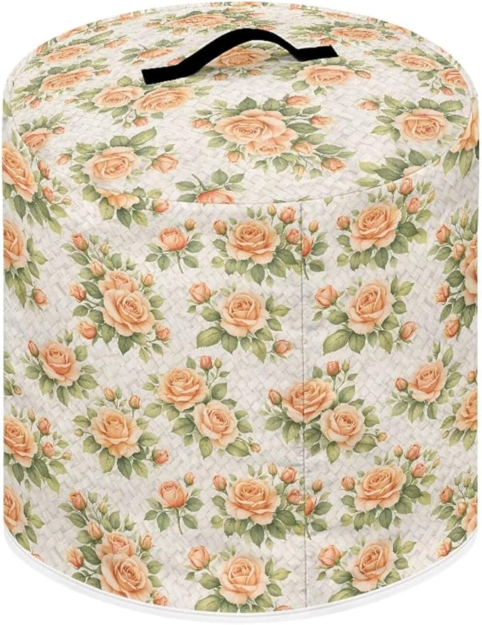 Xoenoiee Peach-colored Roses Print Kitchen Appliance Dust Cover with Pockets, Electric Pressure Cooker Cover Compatible with Crock Pot, Rice Cooker Covers, for 8 Qt