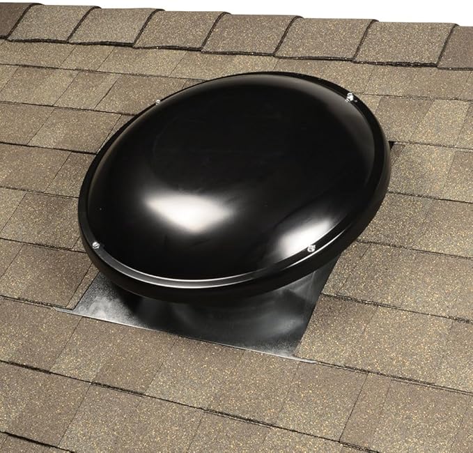 Master Flow GAF 1000 CFM Black Power Roof Mount Attic Vent: Efficient Ventilation and High Airflow Capacity at the rate of 1,000 cubic feet per minute for attic spaces upto 1,600 square feet