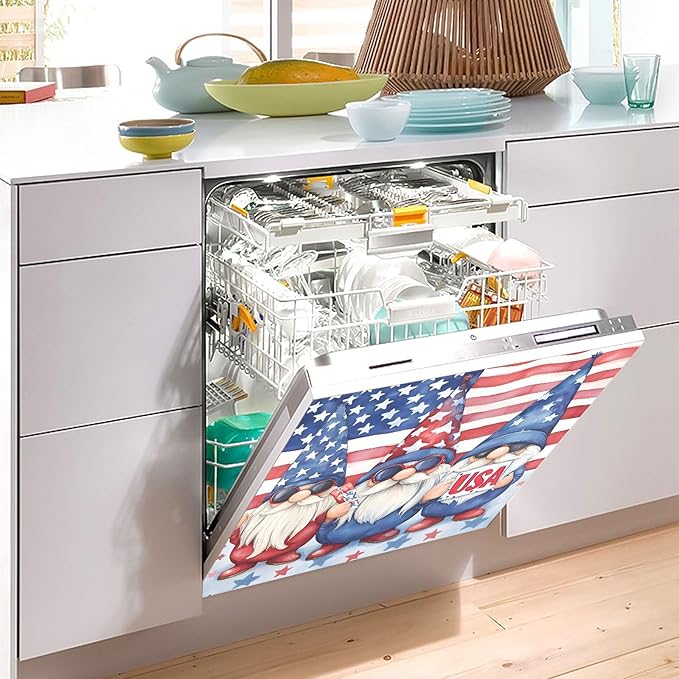 Three Gnomes Flag Dishwasher Magnet Cover Magnet Sticker for Kitchen 23x26in Dish Washer Magnet Cover Refrigerator Magnets Panel Decal Pad