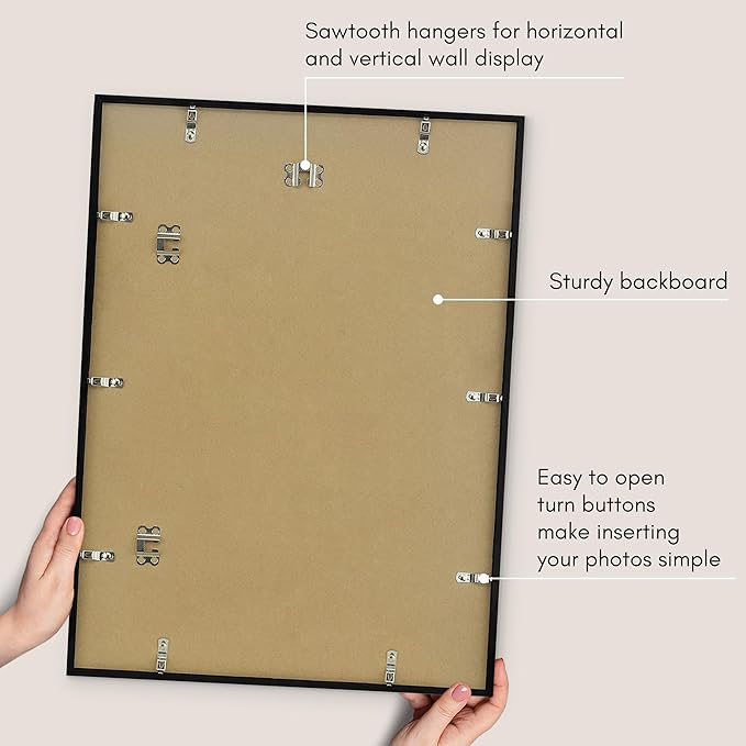 Americanflat 17x24 Picture Frame with Polished Plexiglass - Streamline Collection - Thin Border Picture Frame for Wall Display - Hanging Hardware Included - Black