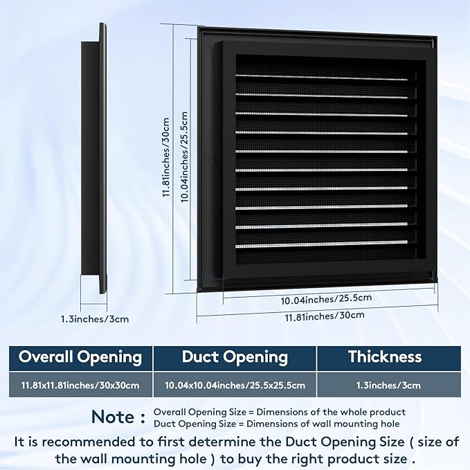 12" X 12" Gable Vent Aluminum Gable Vents for Houses Attic Vent Shed Vents Cover Exterior with Screen Mesh Alloy Wall Vent Ventilation for Home Garage Attic Ceiling - Vent Opening: 10" x 10" Black