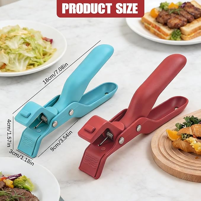 Hot Plate Gripper,Multi-purpose Anti-Scald Bowl Holder Clip, Hot Plates Gripper Lifters Tongs,Multi-function Hot Bowl Dish Plate Grippers Clips for Kitchen;Christmas Gifts for Women and Men(Green+Red)