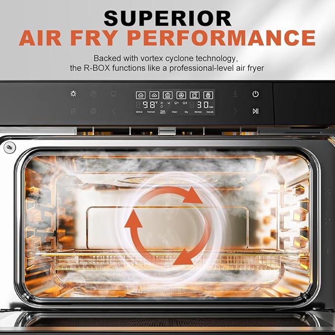 ROBAM Toaster Steam Combi Oven, Countertop Air Fryer 20-in-1 Oven with Convection & Grill, Stainless Steel Interior, 3-Layer Insulated Glass Door, 3 Steam Modes, 30 Built-In Recipes (White)