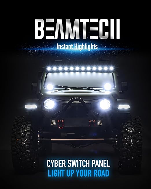 BEAMTECH 12 Gang Switch Panel, APP Remote Control RGB Toggle Momentary Pulsed Circuit Control Relay System Box Auxiliary Touch Control Switch LED Light Controller for Car Truck Van Off Road