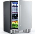 24 Inch Beverage Refrigerator, Under Counter Freestanding Beverage Cooler 180 Can, Outdoor Fridge with Stainless Steel Door, Outdoor Refrigerator for Patio, Home, Kitchen, Bar (Silver)