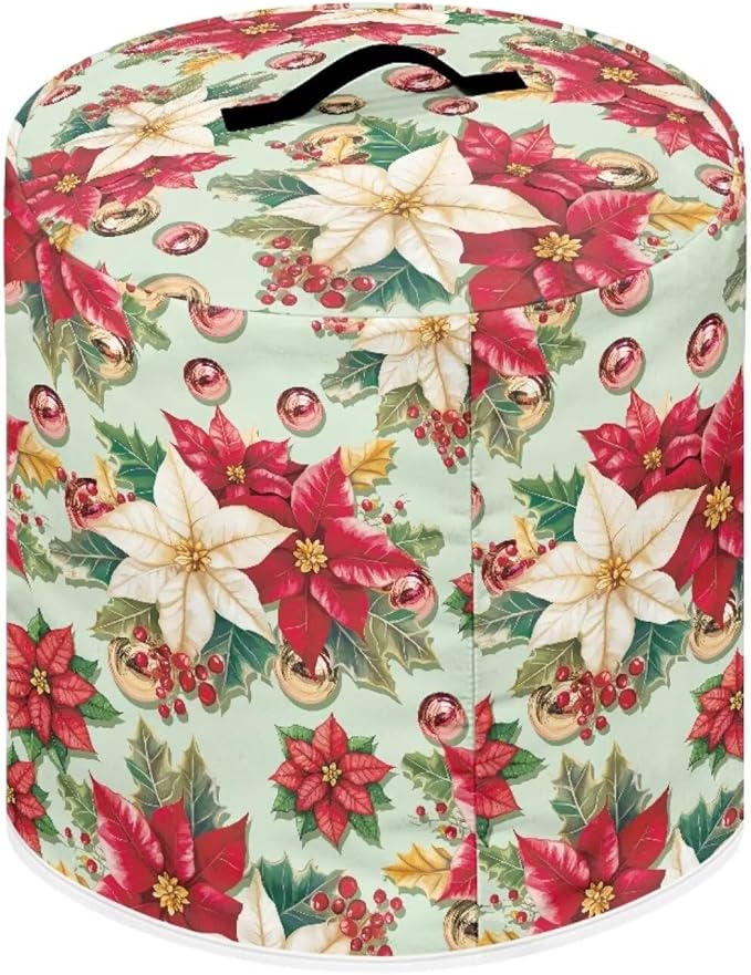 Christmas Flower Dust Cover for Kitchen Instant Pot Accessories Appliance Cover Quart Pressure Cooker Air Fryer Rice Cooker Kitchen Appliance Dust Covers with Storage Pockets Size S
