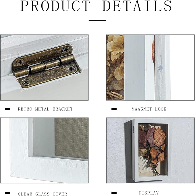 Freezing point Shadow Box Frame 8x12.5 Shadow Boxes Display Case with Linen Back Memorabilia Awards Medals Bouquet Photos Picture Badge Wedding Memory Box for Keepsakes White Small Pin Board White