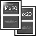 Homeforia 14x20 Double Diploma Frame, High End Oak 14 x 20 Black Wood Certificate Frames with Mat for Two 8.5x11 Diplomas, 20x14 Wooden Dual Award Graduation Frames, Tempered Glass, Wall Kit, Set of 2