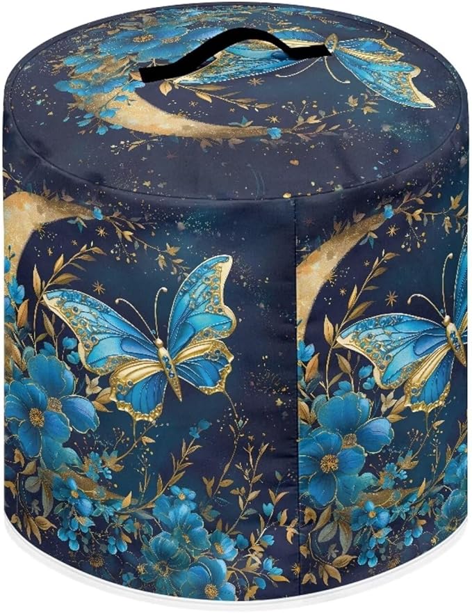 Flashideas Blue Butterfly Pressure Cooker Cover with Storage Pocket Compatible with 8 10 Quart Instant Pot, Durable Rice Cooker Air Fryer Accessories, Waterproof Kitchen Appliances Dust Cover