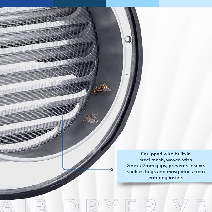 Fits 8" Neck Dryer Duct | Stainless Steel Round Exhaust Air Dryer Vent Cover Hood with Rubber Seal - Rust-Resistant, Weatherproof and Efficient Airflow Exterior Wall Outlet Duct Ventilation Grille