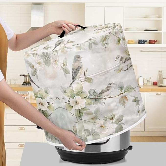Flashideas Floral Dust Cover for 8 Quart Instant Pot and Extra Accessories, Dust Proof Easy to Clean Pressure Cooker Cover Electric Appliance Cover Air Fryer Accessories with Pocket
