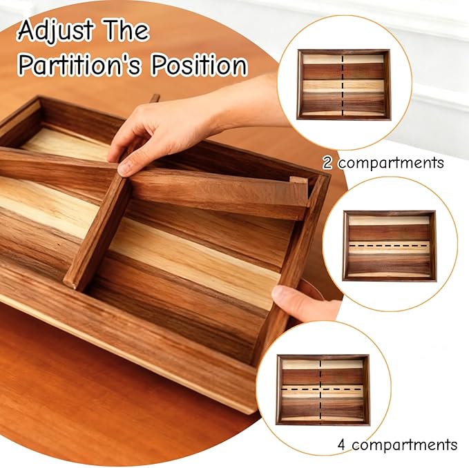 2 Pack Wooden Pizza Dough Proofing Box 16" x 12" w/Lids - Made From Natural Acacia Wood - Ideal Bread Proofing Box, Pizza Storage Container - Comes with 2 Adjustable Partitions & 1 Wood Shovel
