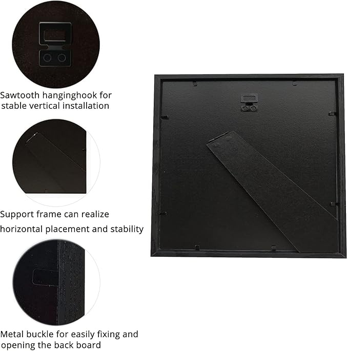 8x8 Shadow Box Frame Display Case, Display Case Box for Memorabilia, Medal, Crafts,Tickets and Photos, Picture Frame for Wall and Tabletop (2pcs-Black, 8x8)