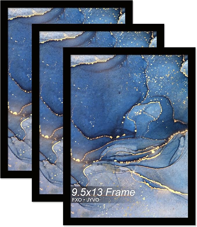 9.5x13 Picture Frame Set of 3, Black Frame for 9.5 x 13 Inch Picture Poster Photo, Light Weight and High Transparent 9.5 by 13 Frame for Wall - 3 Pack/Black/9.5"x13"