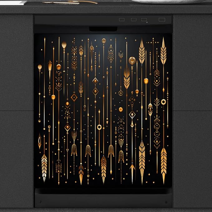 Arrows Boho Dishwasher Magnet Cover for Door Front, Dishwasher Panel Decal Reuseable Refrigerator Magnet Cover Decal Fridge Stickers Home Decor, 23 x 26 Inch