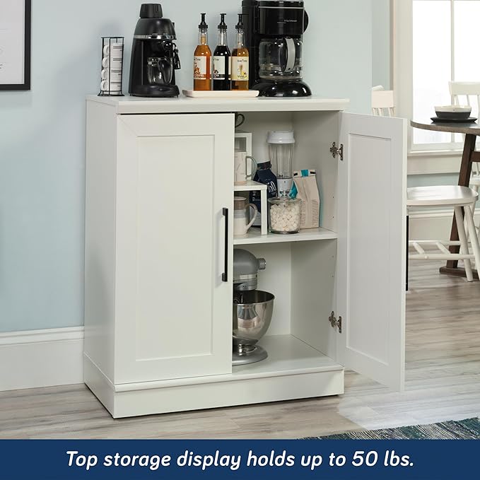 HomePlus Small Kitchen Pantry Storage Cabinet with Adjustable Shelves, Living Room Storage Cabinet, Soft White Finish