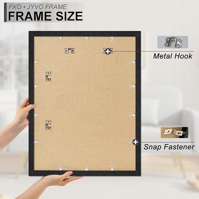 Engineered Wood 22 x 28 Frame Set of 2, Black Picture Frame for 22x28 Inch Poster Puzzle Photo, Light Weight 22by28 Poster Frame with Wood-grain for Wall - 2 Pack/Black/22 x28