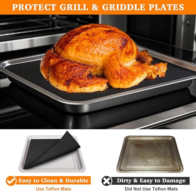 Air Fryer Liners Reusable Teflon Mats Compatible with Nuwave Bravo xl Air Fryer Toaster Smart Oven, Baking Sheet Liners AirFryer Accessories for Nuwave 12-in-1 30qt Oven, 5 Pcs, 9x13 inches