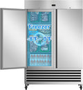 54" W Commercial Freezer, 46 Cu.ft Stainless Steel Reach-in Upright Freezer with 2 Solid Doors and 6 Adjustable Shelves for Restaurant, Commercial Kitchen, ETL Approved